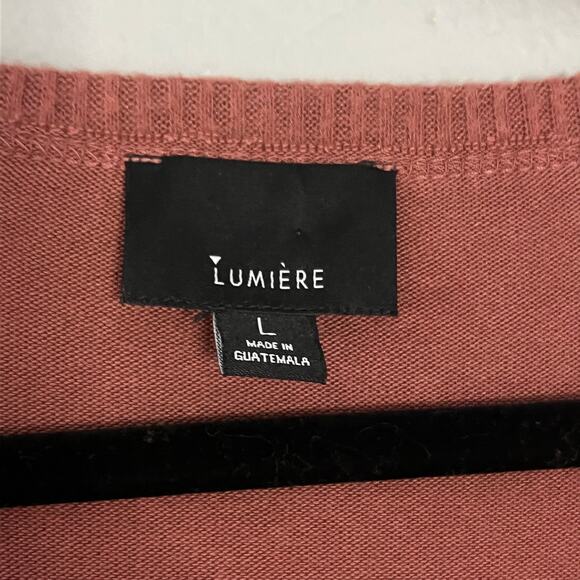 NWT Lumiere Women’s Large Mauve Scoop Neck Long Sleeve Knit Top Soft Pullover - Picture 5 of 5